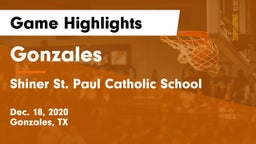 Gonzales  vs Shiner St. Paul Catholic School Game Highlights - Dec. 18, 2020