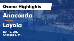 Anaconda  vs Loyola Game Highlights - Jan 10, 2017