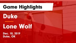 Duke  vs Lone Wolf Game Highlights - Dec. 10, 2019