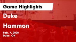 Duke  vs Hammon  Game Highlights - Feb. 7, 2020
