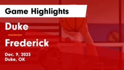 Duke  vs Frederick  Game Highlights - Dec. 9, 2023