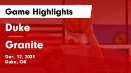 Duke  vs Granite  Game Highlights - Dec. 12, 2023