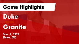 Duke  vs Granite  Game Highlights - Jan. 6, 2024
