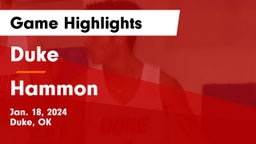 Duke  vs Hammon  Game Highlights - Jan. 18, 2024