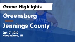 Greensburg  vs Jennings County  Game Highlights - Jan. 7, 2020