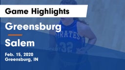 Greensburg  vs Salem Game Highlights - Feb. 15, 2020