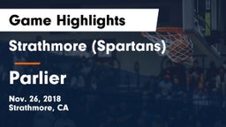 Strathmore (Spartans) vs Parlier  Game Highlights - Nov. 26, 2018