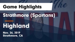Strathmore (Spartans) vs Highland  Game Highlights - Nov. 26, 2019
