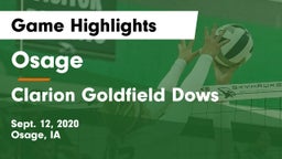 Osage  vs Clarion Goldfield Dows  Game Highlights - Sept. 12, 2020