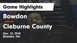 Bowdon  vs Cleburne County  Game Highlights - Dec. 13, 2018