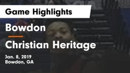 Bowdon  vs Christian Heritage  Game Highlights - Jan. 8, 2019