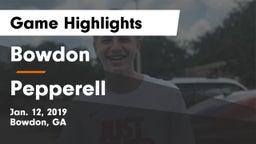 Bowdon  vs Pepperell  Game Highlights - Jan. 12, 2019