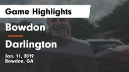 Bowdon  vs Darlington  Game Highlights - Jan. 11, 2019