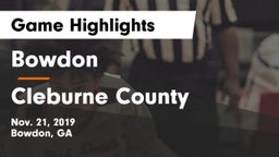 Bowdon  vs Cleburne County  Game Highlights - Nov. 21, 2019