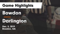 Bowdon  vs Darlington  Game Highlights - Dec. 5, 2019