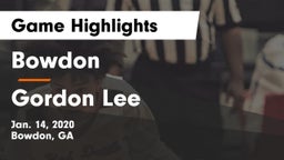 Bowdon  vs Gordon Lee  Game Highlights - Jan. 14, 2020