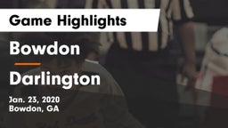 Bowdon  vs Darlington  Game Highlights - Jan. 23, 2020