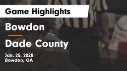Bowdon  vs Dade County  Game Highlights - Jan. 25, 2020