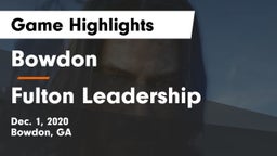 Bowdon  vs Fulton Leadership Game Highlights - Dec. 1, 2020