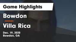 Bowdon  vs Villa Rica  Game Highlights - Dec. 19, 2020