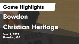Bowdon  vs Christian Heritage  Game Highlights - Jan. 9, 2024