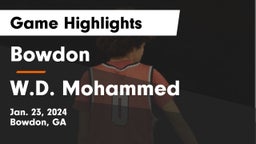 Bowdon  vs W.D. Mohammed Game Highlights - Jan. 23, 2024