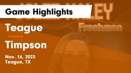 Teague  vs Timpson  Game Highlights - Nov. 16, 2023