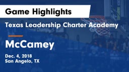 Texas Leadership Charter Academy  vs McCamey  Game Highlights - Dec. 4, 2018