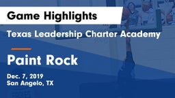 Texas Leadership Charter Academy  vs Paint Rock  Game Highlights - Dec. 7, 2019