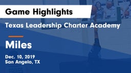 Texas Leadership Charter Academy  vs Miles  Game Highlights - Dec. 10, 2019