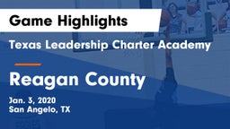 Texas Leadership Charter Academy  vs Reagan County  Game Highlights - Jan. 3, 2020