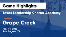 Texas Leadership Charter Academy  vs Grape Creek  Game Highlights - Jan. 14, 2020