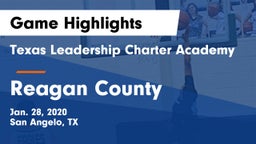 Texas Leadership Charter Academy  vs Reagan County  Game Highlights - Jan. 28, 2020