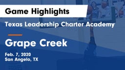 Texas Leadership Charter Academy  vs Grape Creek  Game Highlights - Feb. 7, 2020