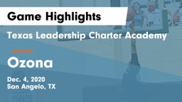 Texas Leadership Charter Academy  vs Ozona  Game Highlights - Dec. 4, 2020