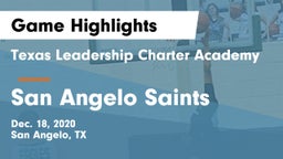 Texas Leadership Charter Academy  vs San Angelo Saints Game Highlights - Dec. 18, 2020