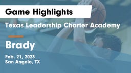 Texas Leadership Charter Academy  vs Brady Game Highlights - Feb. 21, 2023