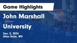John Marshall  vs University  Game Highlights - Jan. 5, 2024