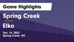 Spring Creek  vs Elko  Game Highlights - Jan. 14, 2022