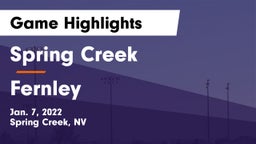Spring Creek  vs Fernley Game Highlights - Jan. 7, 2022