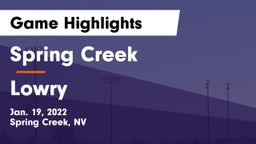 Spring Creek  vs Lowry Game Highlights - Jan. 19, 2022
