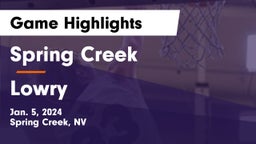 Spring Creek  vs Lowry  Game Highlights - Jan. 5, 2024