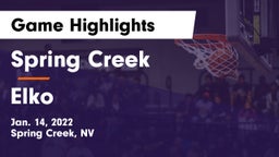 Spring Creek  vs Elko  Game Highlights - Jan. 14, 2022