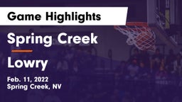 Spring Creek  vs Lowry  Game Highlights - Feb. 11, 2022