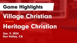 Village Christian  vs Heritage Christian   Game Highlights - Jan. 9, 2024