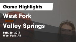 West Fork  vs Valley Springs Game Highlights - Feb. 20, 2019