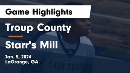 Troup County  vs Starr's Mill  Game Highlights - Jan. 5, 2024