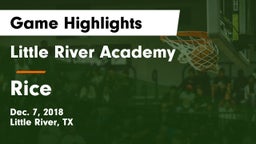 Little River Academy  vs Rice  Game Highlights - Dec. 7, 2018