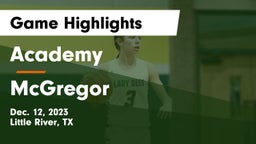Academy  vs McGregor  Game Highlights - Dec. 12, 2023