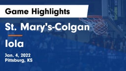 St. Mary's-Colgan  vs Iola  Game Highlights - Jan. 4, 2022